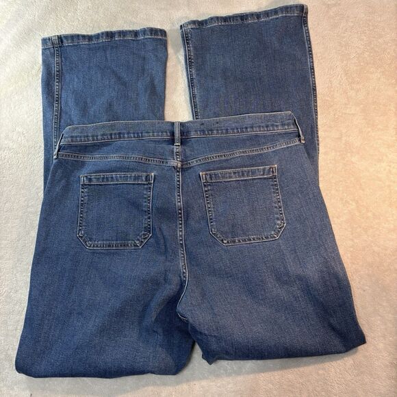 Gap Jeans Womens 35/20T Flare High Rise Blue Dark Wash Stretch Denim Tall Plus - Picture 3 of 8